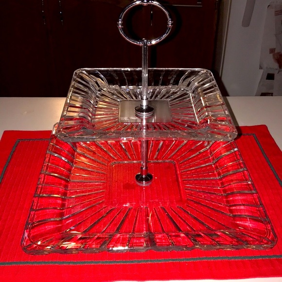 Crystal Glass Tiered Serving Tray - Picture 6 of 7